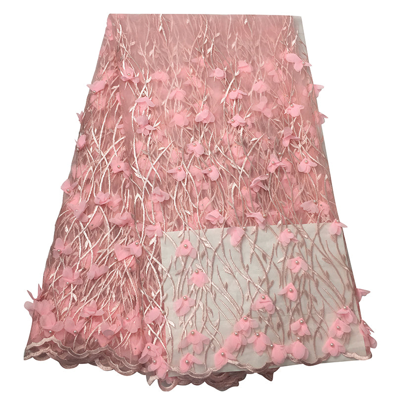 2025 Nigerian Embroidered African Lace Fabric for Wedding - No. 045, 5 Yards