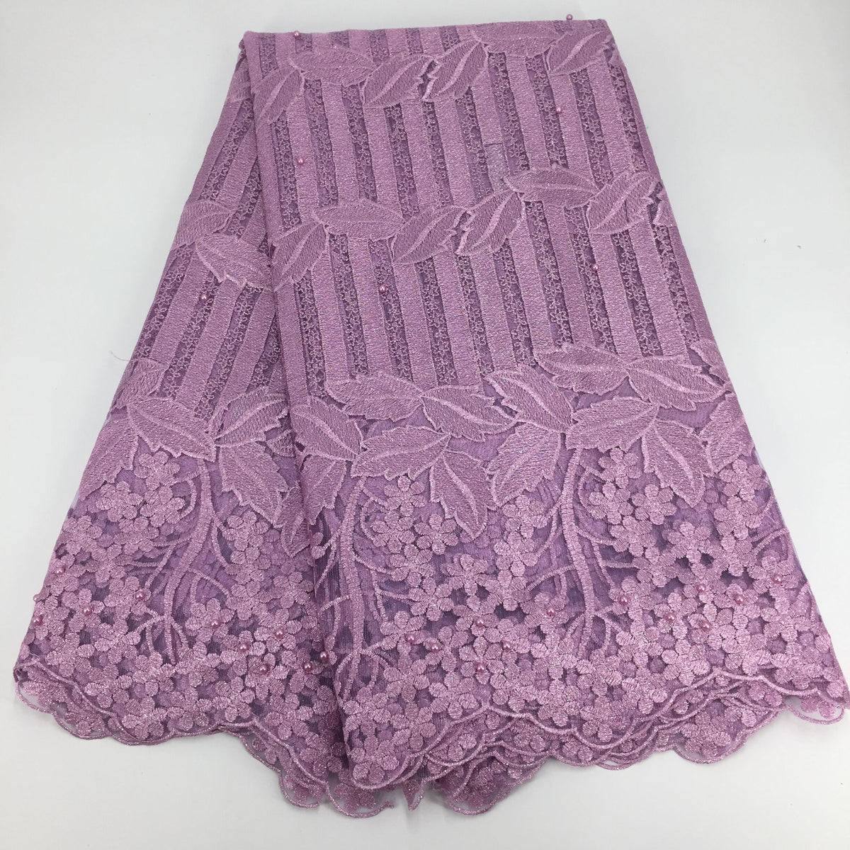 2025 Nigerian Embroidered African Lace Fabric for Wedding - No. 107, 5 Yards