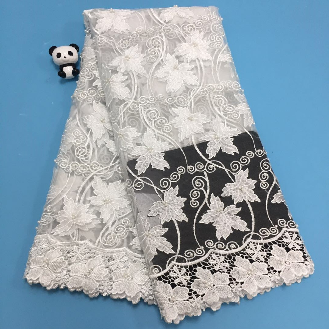 2025 Nigerian Embroidered African Lace Fabric for Wedding - No. 161, 5 Yards