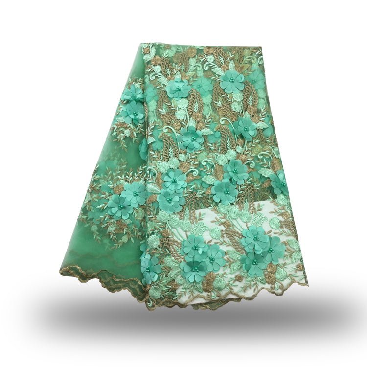 2025 Nigerian Embroidered African Lace Fabric for Wedding - No. 086, 5 Yards
