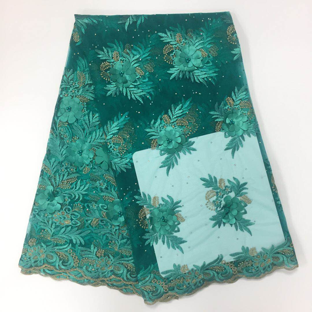 2025 Nigerian Embroidered African Lace Fabric for Wedding - No. 044, 5 Yards