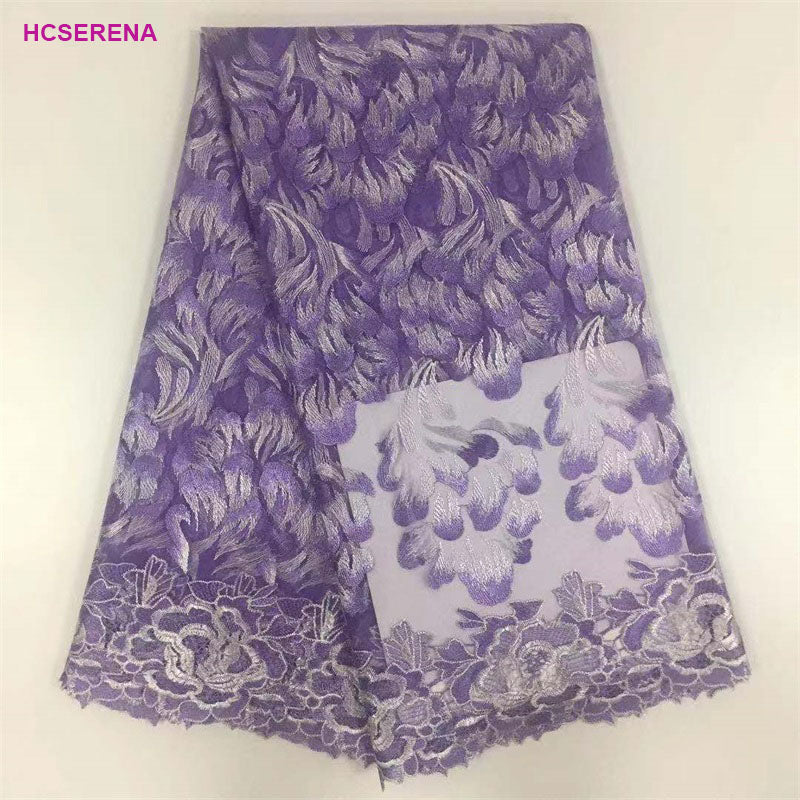 2025 Nigerian Embroidered African Lace Fabric for Wedding - No. 076, 5 Yards