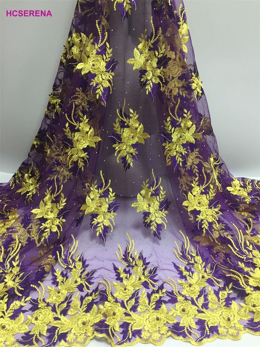 2025 Nigerian Embroidered  Lace Fabric High Quality 5 Yards African Lace Fabric Lace Wedding Dress for Women party Dress .DIY SEWING