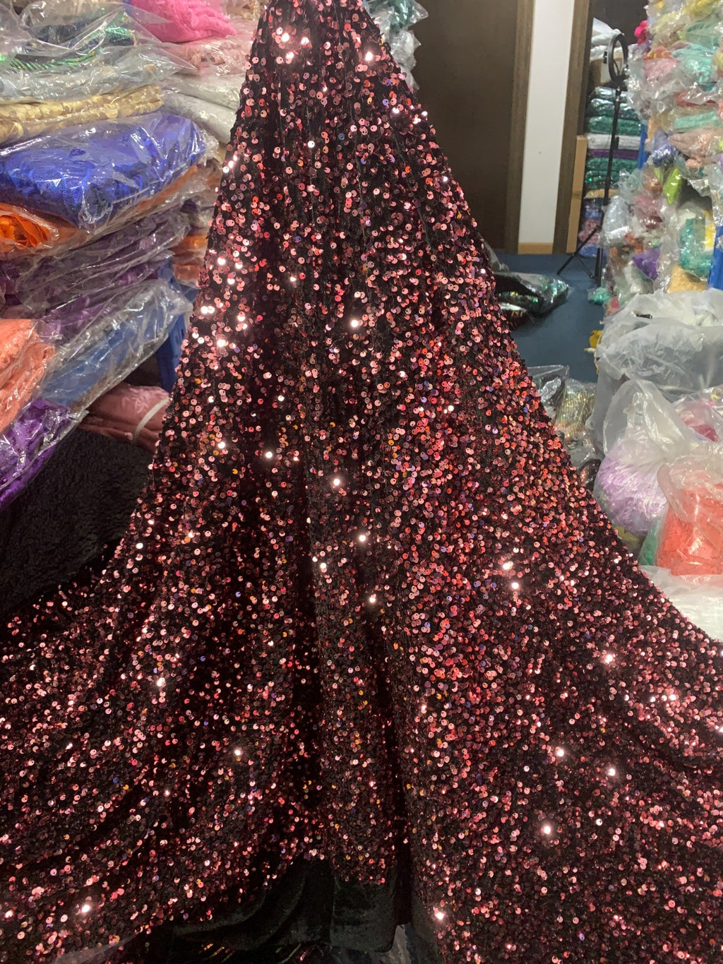 非洲花边面料高品质亮片蕾丝面料尼日利亚婚礼dres-