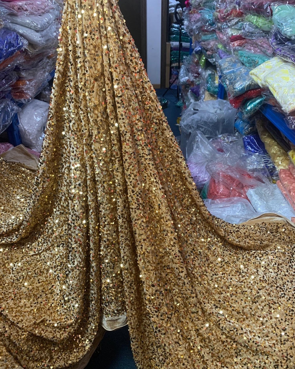 非洲花边面料高品质亮片蕾丝面料尼日利亚婚礼dres-