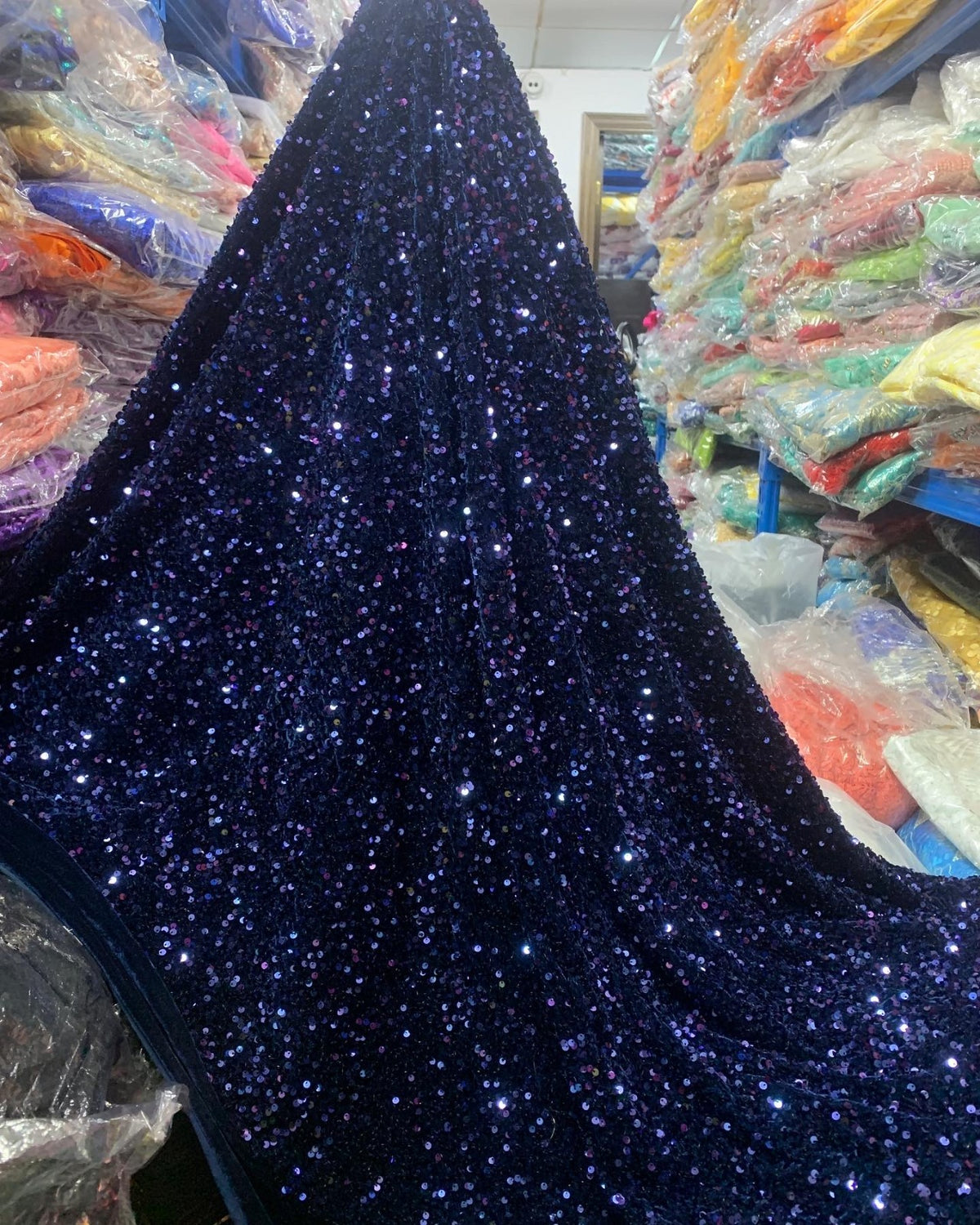 非洲花边面料高品质亮片蕾丝面料尼日利亚婚礼dres-